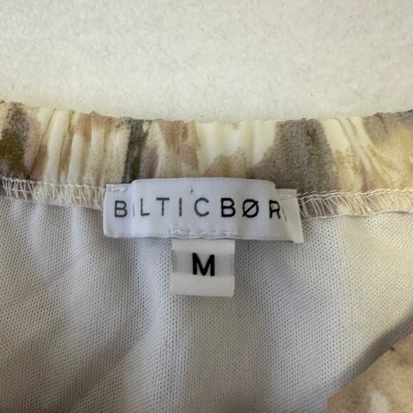 Baltic Born Floral Semi Sheer Tiered Long Sleeve Smocked Waist Dress Size M - Picture 3 of 10